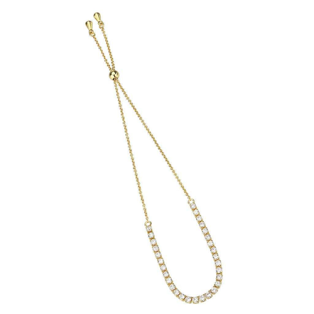 3W1644 - Gold Brass Bracelet with AAA Grade CZ in Clear - Alamode - Flyclothing LLC