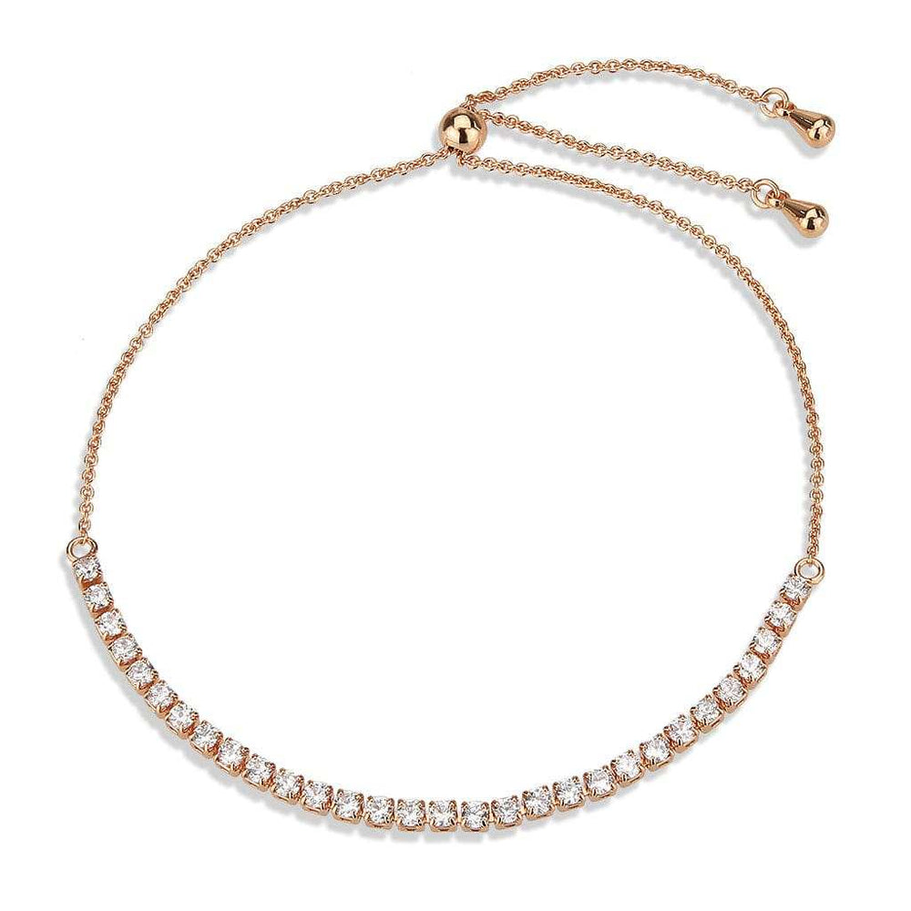 3W1645 - Rose Gold Brass Bracelet with AAA Grade CZ in Clear - Alamode - Flyclothing LLC