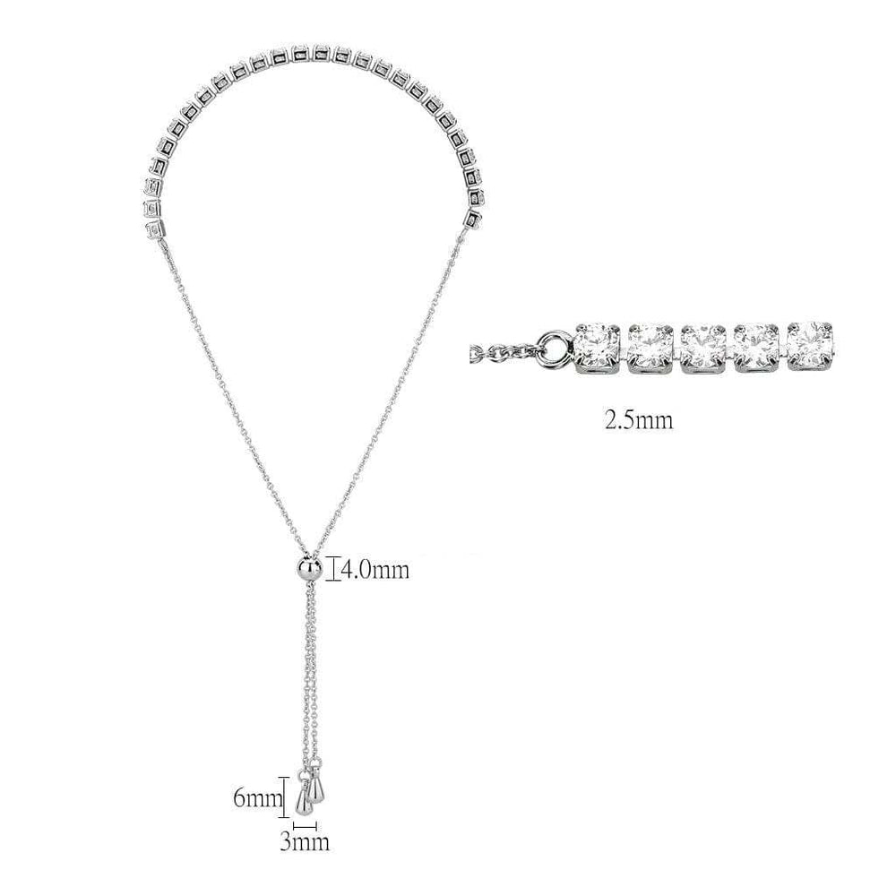 3W1646 - Rhodium Brass Bracelet with AAA Grade CZ in Clear - Alamode - Flyclothing LLC