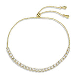 3W1647 - Gold Brass Bracelet with AAA Grade CZ in Clear - Alamode - Flyclothing LLC