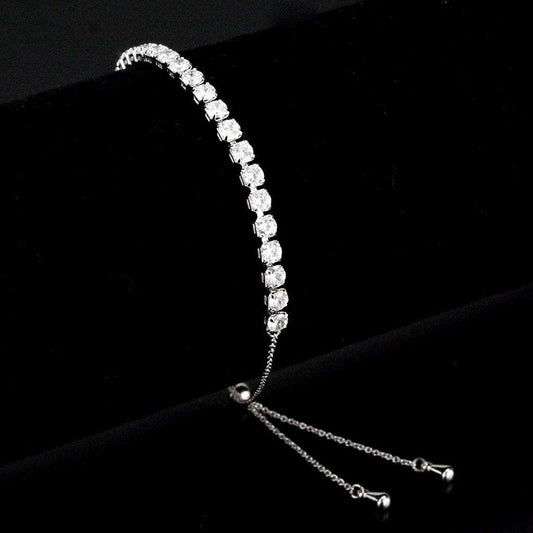 3W1649 - Rhodium Brass Bracelet with AAA Grade CZ in Clear - Alamode - Flyclothing LLC