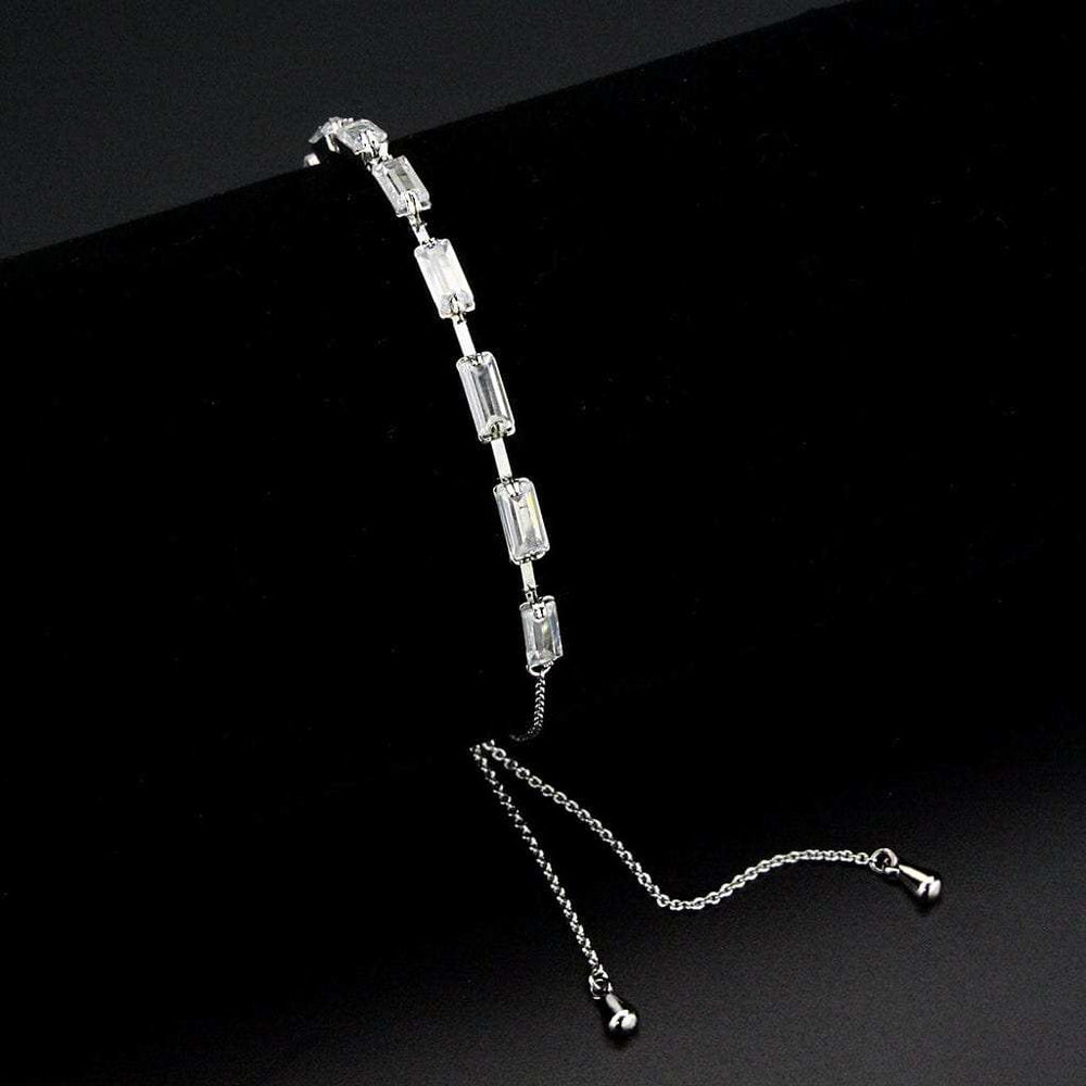 3W1658 - Rhodium Brass Bracelet with AAA Grade CZ in Clear - Alamode - Flyclothing LLC