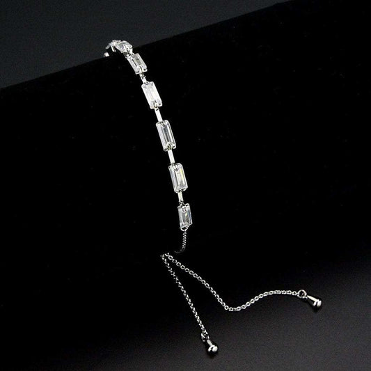 3W1658 - Rhodium Brass Bracelet with AAA Grade CZ in Clear - Alamode - Flyclothing LLC