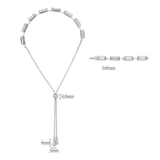 3W1658 - Rhodium Brass Bracelet with AAA Grade CZ in Clear - Alamode - Flyclothing LLC