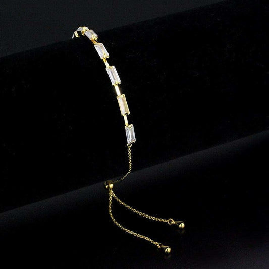 3W1659 - Gold Brass Bracelet with AAA Grade CZ in Clear - Alamode - Flyclothing LLC