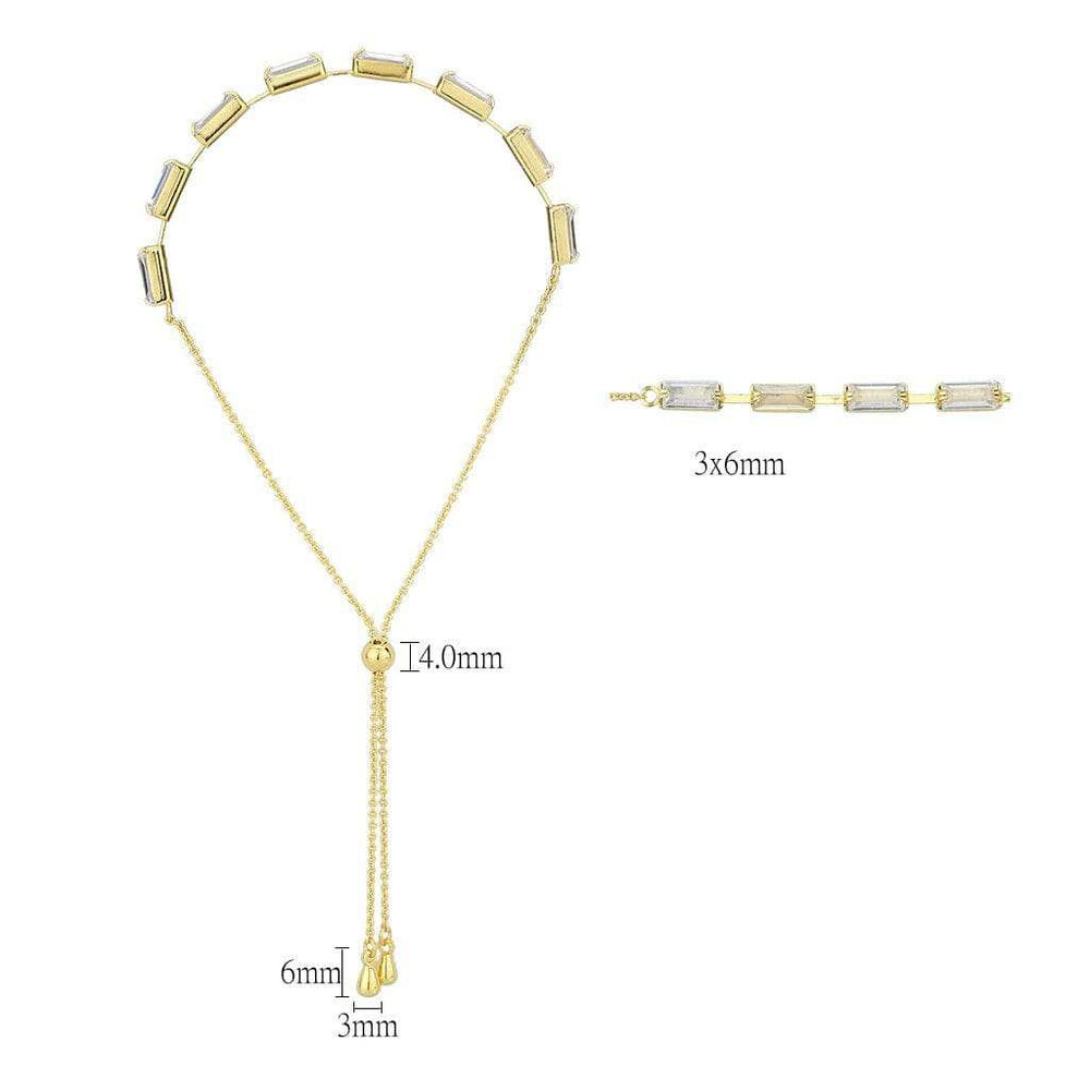 3W1659 - Gold Brass Bracelet with AAA Grade CZ in Clear - Alamode - Flyclothing LLC