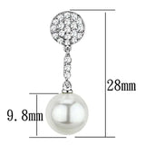 3W350 - Rhodium Brass Earrings with Synthetic Pearl in White - Alamode - Flyclothing LLC