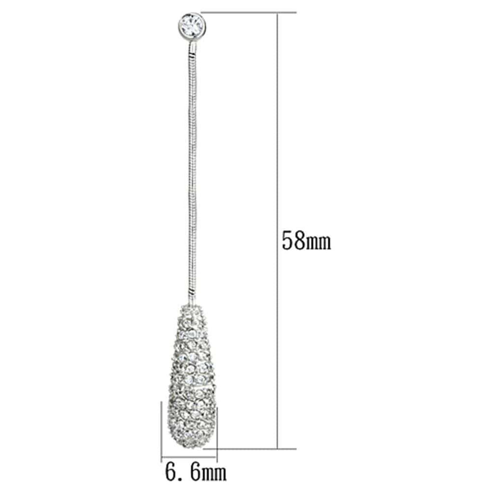 3W355 - Rhodium Brass Earrings with AAA Grade CZ in Clear - Alamode - Flyclothing LLC