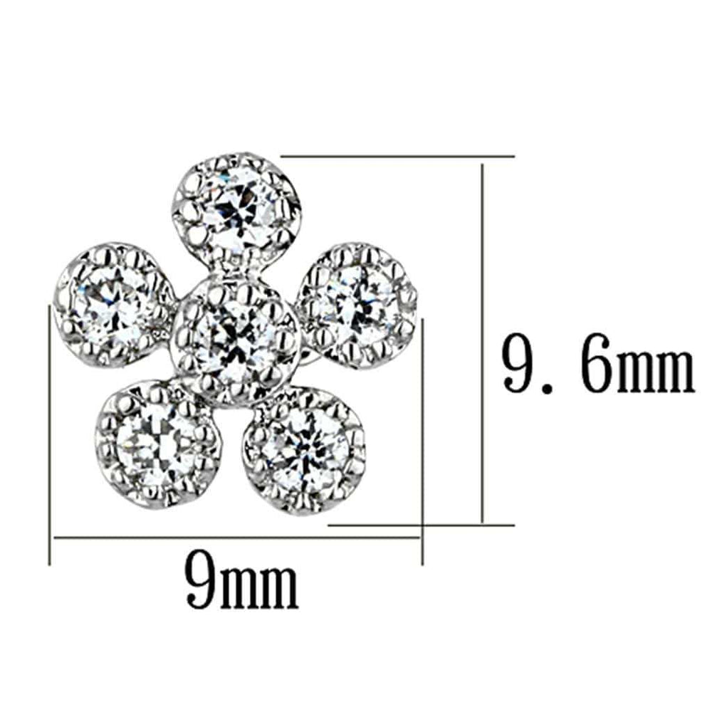 3W359 - Rhodium Brass Earrings with AAA Grade CZ in Clear - Alamode - Flyclothing LLC