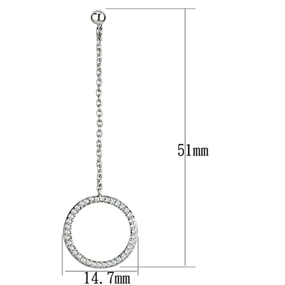 3W364 - Rhodium Brass Earrings with AAA Grade CZ in Clear - Alamode - Flyclothing LLC