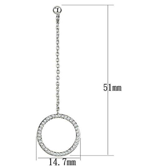 3W364 - Rhodium Brass Earrings with AAA Grade CZ in Clear - Alamode - Flyclothing LLC
