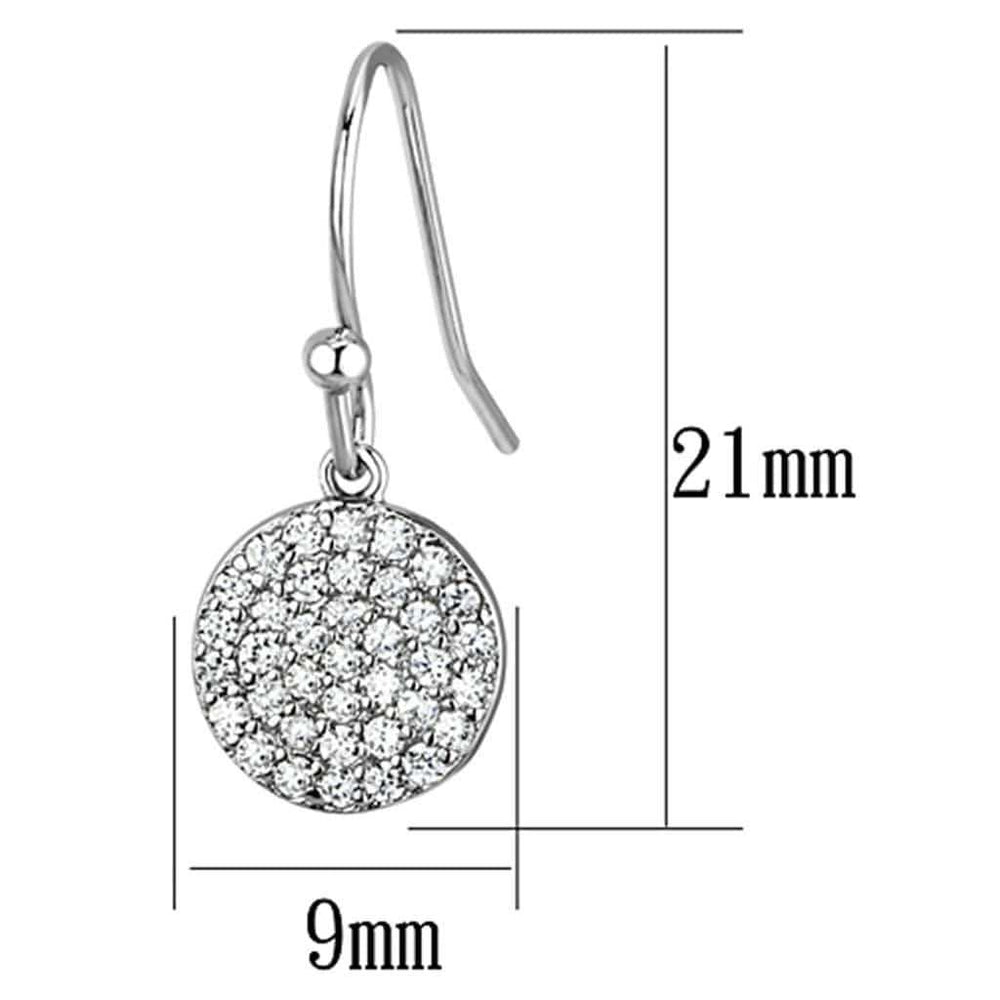 3W369 - Rhodium Brass Earrings with AAA Grade CZ in Clear - Alamode - Flyclothing LLC
