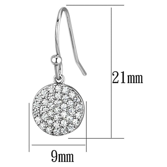 3W369 - Rhodium Brass Earrings with AAA Grade CZ in Clear - Alamode - Flyclothing LLC