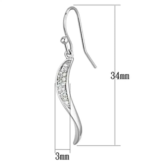 3W377 - Rhodium Brass Earrings with AAA Grade CZ in Clear - Alamode - Flyclothing LLC