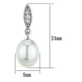 3W378 - Rhodium Brass Earrings with Synthetic Pearl in White - Alamode - Flyclothing LLC