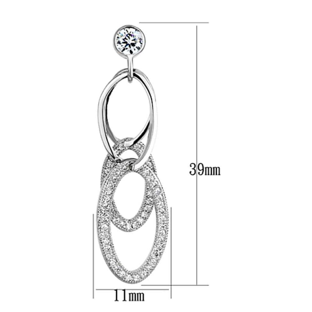 3W379 - Rhodium Brass Earrings with AAA Grade CZ in Clear - Alamode - Flyclothing LLC