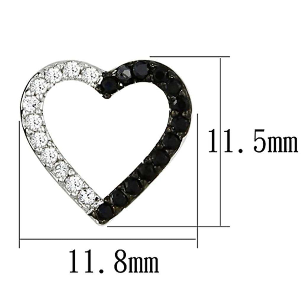 3W381 - Rhodium + Ruthenium Brass Earrings with AAA Grade CZ in Jet - Alamode - Flyclothing LLC