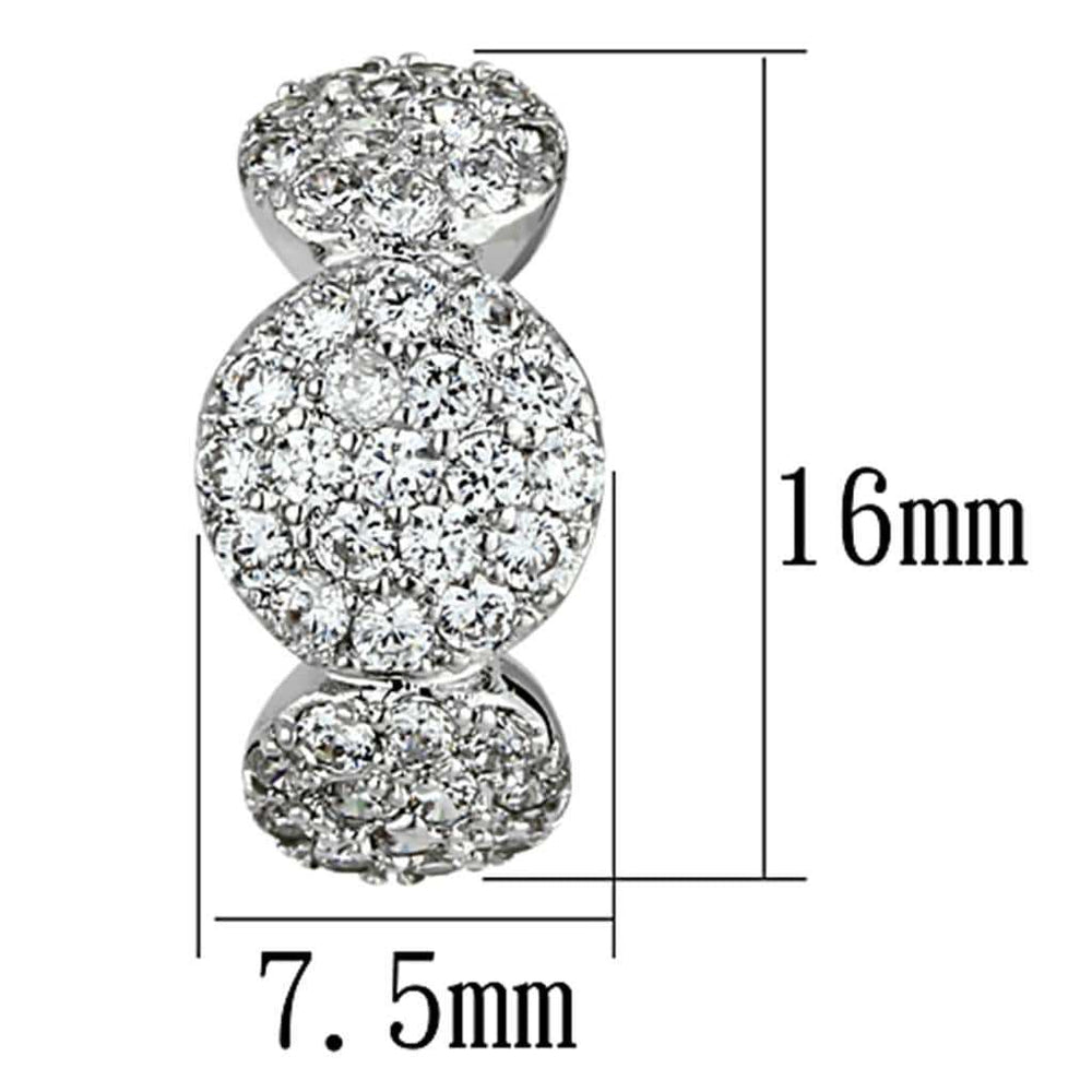 3W390 - Rhodium Brass Earrings with AAA Grade CZ in Clear - Alamode - Flyclothing LLC