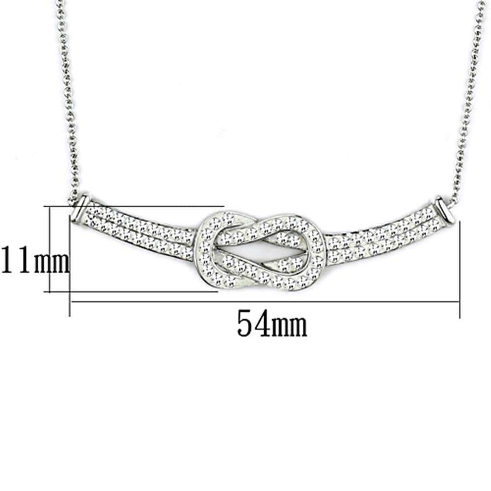 3W406 - Rhodium Brass Necklace with Top Grade Crystal in Clear - Alamode - Flyclothing LLC