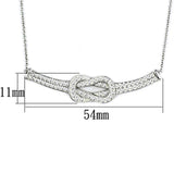 3W406 - Rhodium Brass Necklace with Top Grade Crystal in Clear - Alamode - Flyclothing LLC