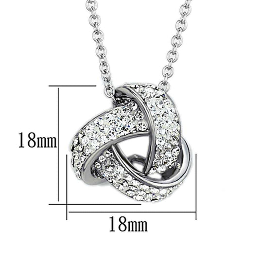 3W408 - Rhodium Brass Necklace with Top Grade Crystal in Clear - Alamode - Flyclothing LLC