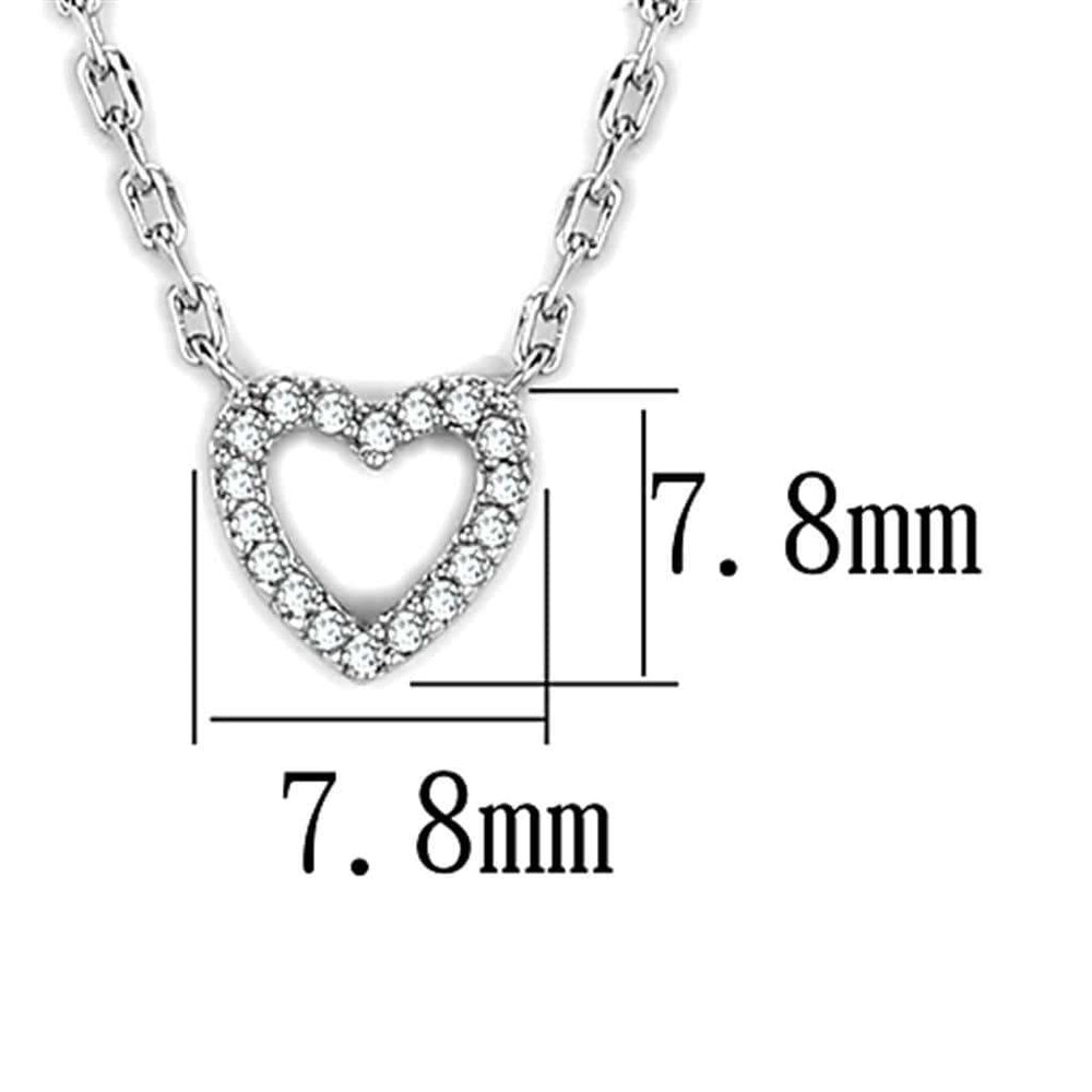 3W413 - Rhodium Brass Necklace with AAA Grade CZ in Clear - Alamode - Flyclothing LLC