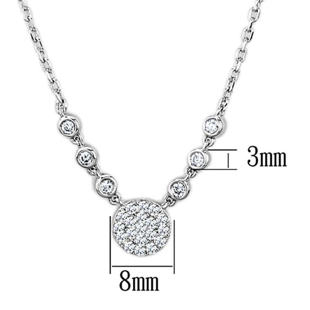 3W417 - Rhodium Brass Necklace with AAA Grade CZ in Clear - Alamode - Flyclothing LLC