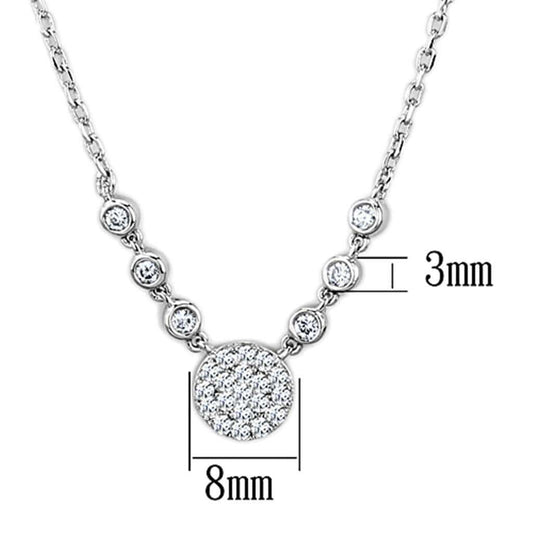 3W417 - Rhodium Brass Necklace with AAA Grade CZ in Clear - Alamode - Flyclothing LLC
