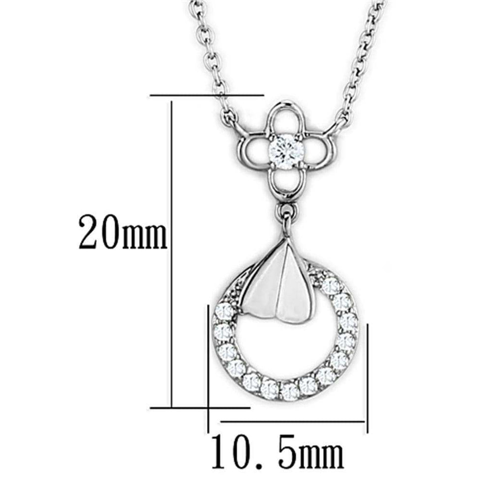 3W419 - Rhodium Brass Necklace with AAA Grade CZ in Clear - Alamode - Flyclothing LLC