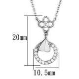 3W419 - Rhodium Brass Necklace with AAA Grade CZ in Clear - Alamode - Flyclothing LLC