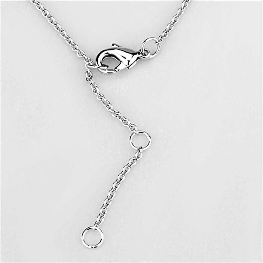 3W421 - Rhodium Brass Necklace with AAA Grade CZ in Clear - Alamode - Flyclothing LLC