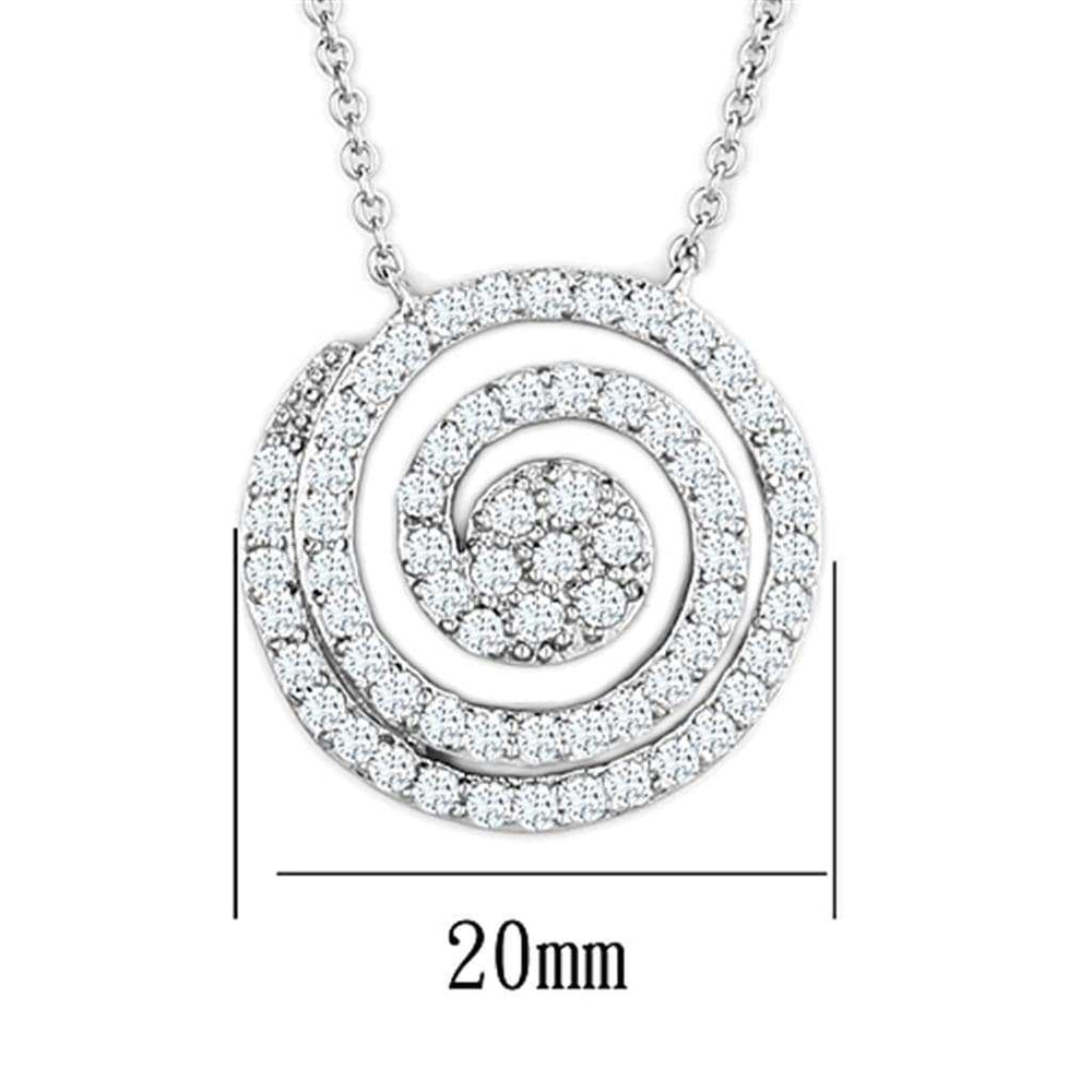 3W422 - Rhodium Brass Necklace with AAA Grade CZ in Clear - Alamode - Flyclothing LLC