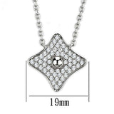 3W430 - Rhodium Brass Necklace with AAA Grade CZ in Clear - Alamode - Flyclothing LLC