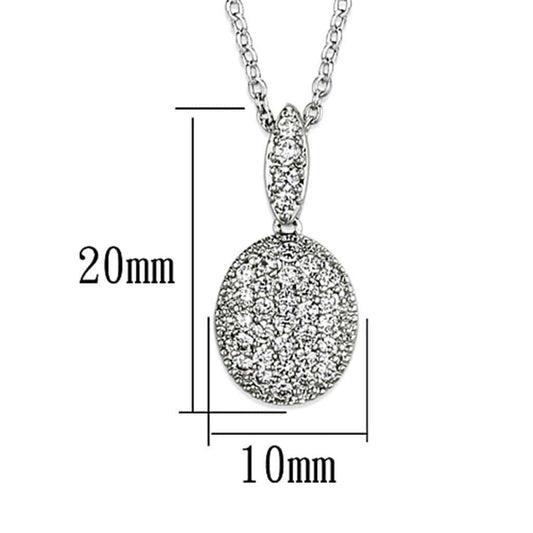 3W432 - Rhodium Brass Necklace with AAA Grade CZ in Clear - Alamode - Flyclothing LLC