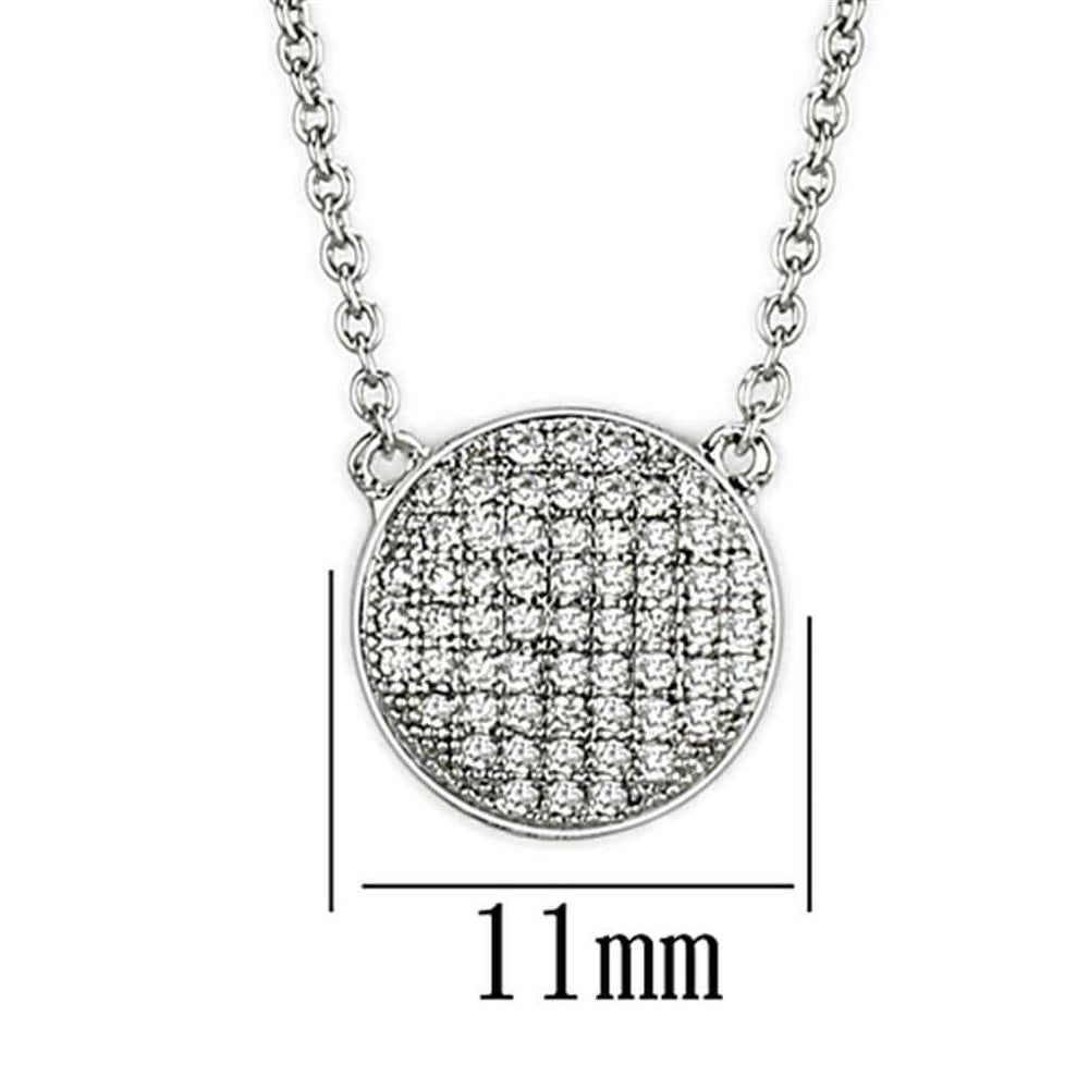 3W437 - Rhodium Brass Necklace with AAA Grade CZ in Clear - Alamode - Flyclothing LLC