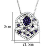 3W438 - Rhodium + Ruthenium Brass Necklace with AAA Grade CZ in Amethyst - Alamode - Flyclothing LLC