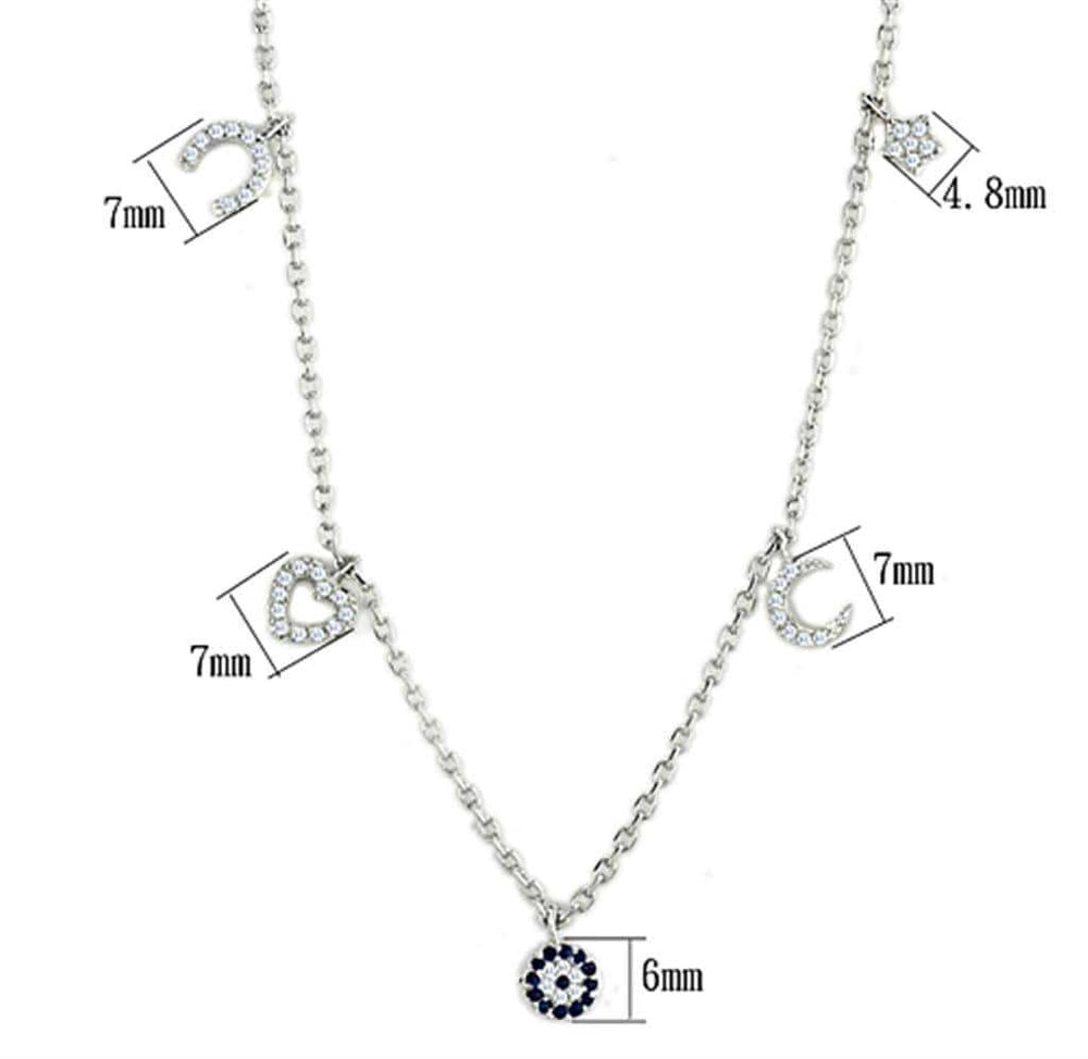 3W439 - Rhodium Brass Necklace with AAA Grade CZ in Montana - Alamode - Flyclothing LLC