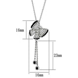 3W441 - Rhodium + Ruthenium Brass Necklace with AAA Grade CZ in Black Diamond - Alamode - Flyclothing LLC