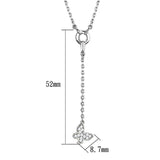 3W443 - Rhodium Brass Necklace with AAA Grade CZ in Clear - Alamode - Flyclothing LLC