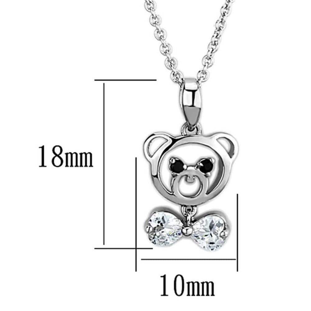 3W445 - Rhodium Brass Necklace with AAA Grade CZ in Clear - Alamode - Flyclothing LLC