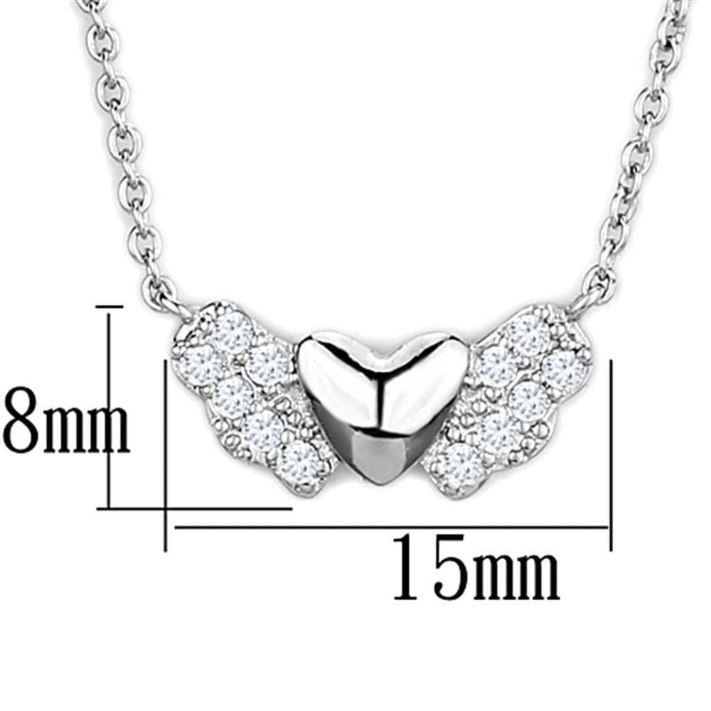 3W451 - Rhodium Brass Necklace with AAA Grade CZ in Clear - Alamode - Flyclothing LLC