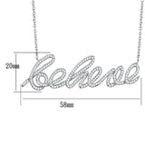 3W454 - Rhodium Brass Necklace with AAA Grade CZ in Clear - Alamode - Flyclothing LLC