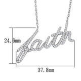 3W458 - Rhodium Brass Necklace with AAA Grade CZ in Clear - Alamode - Flyclothing LLC