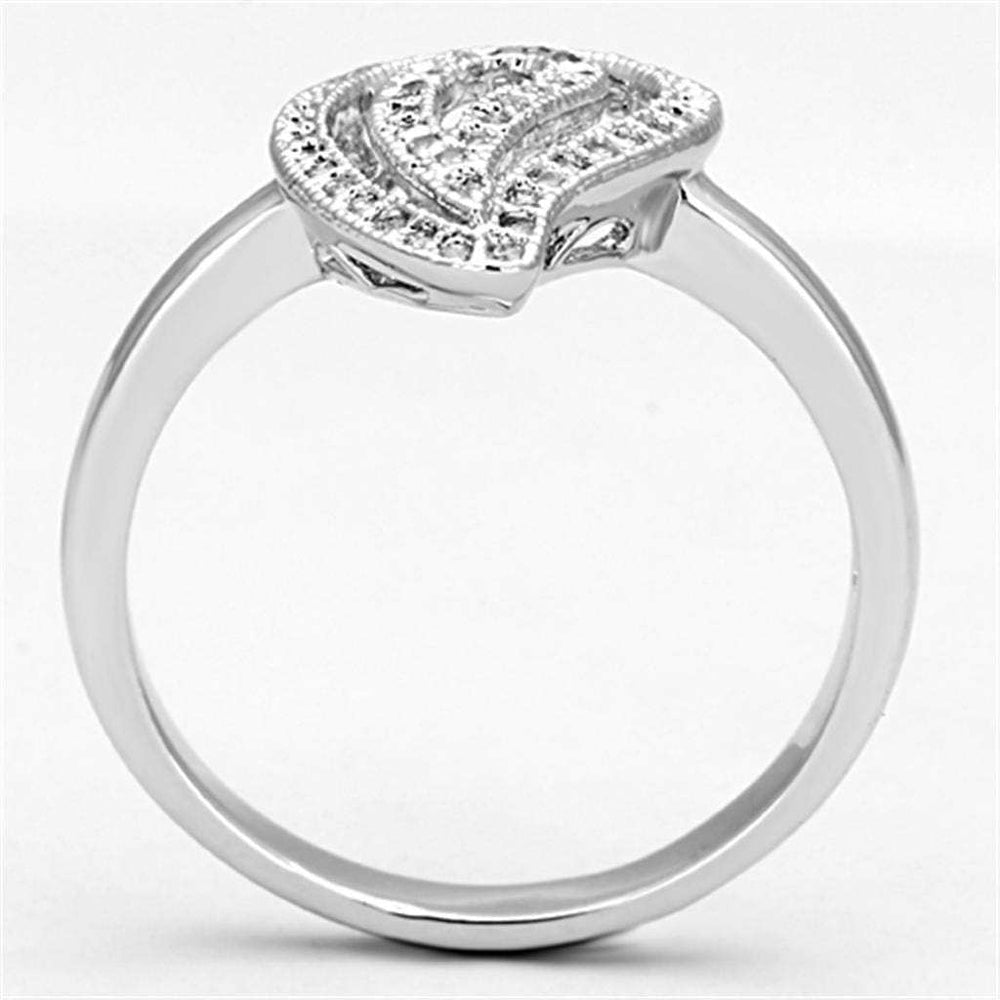 3W463 - Rhodium Brass Ring with AAA Grade CZ in Clear - Alamode - Flyclothing LLC