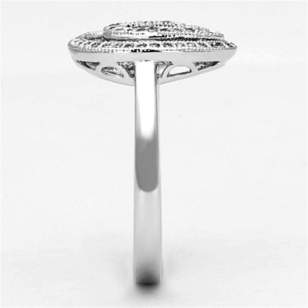 3W463 - Rhodium Brass Ring with AAA Grade CZ in Clear - Alamode - Flyclothing LLC