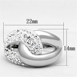 3W466 - Rhodium Brass Ring with Top Grade Crystal in Clear - Alamode - Flyclothing LLC