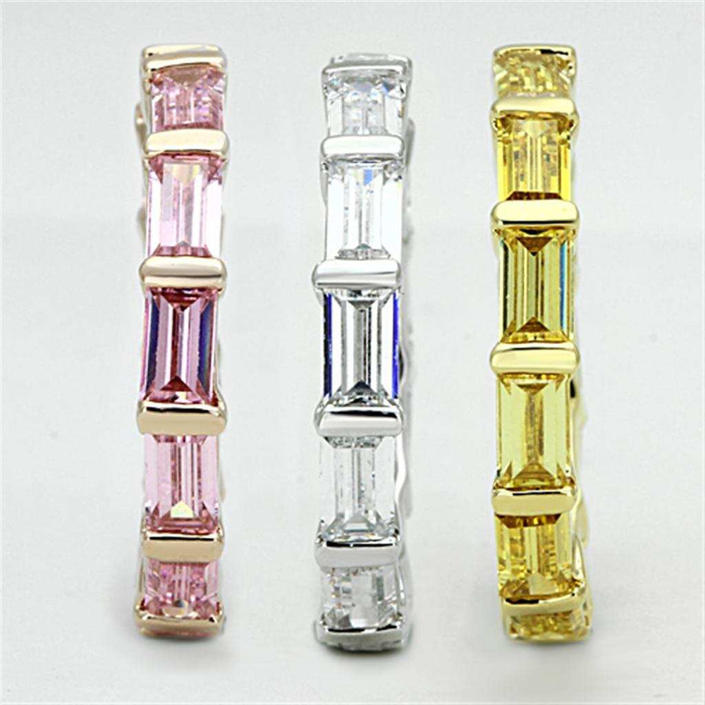 3W473 - Tricolor Brass Ring with AAA Grade CZ in Multi Color - Alamode - Flyclothing LLC