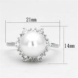 3W477 - Rhodium Brass Ring with Synthetic Pearl in White - Alamode - Flyclothing LLC