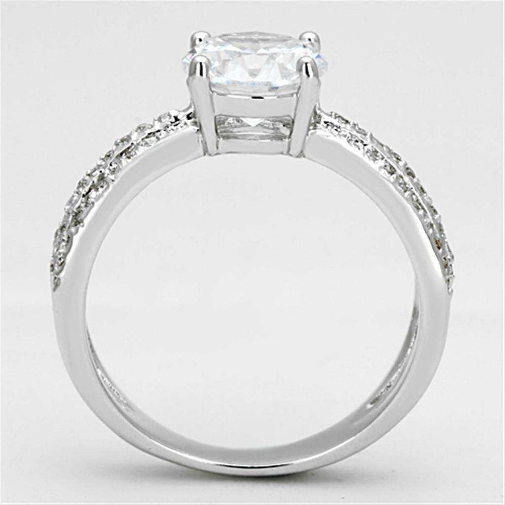 3W478 - Rhodium Brass Ring with AAA Grade CZ in Clear - Alamode - Flyclothing LLC