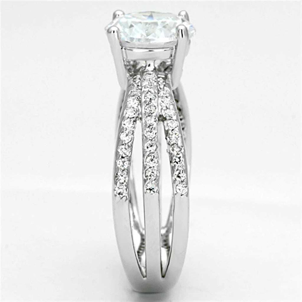 3W478 - Rhodium Brass Ring with AAA Grade CZ in Clear - Alamode - Flyclothing LLC